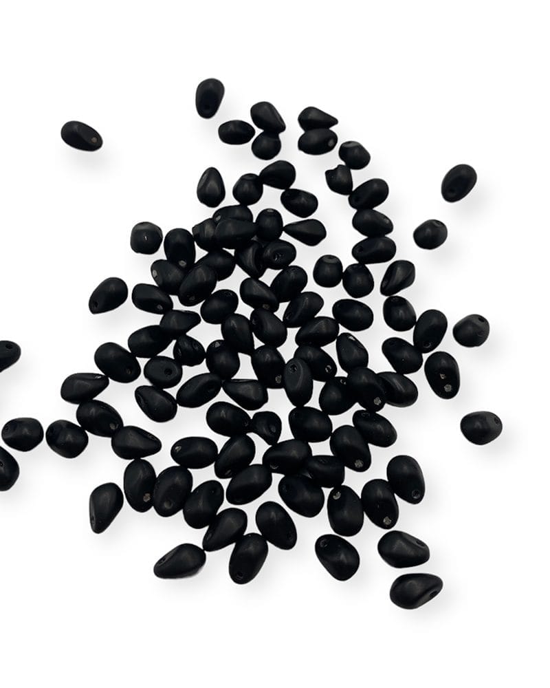 Γυάλινες Χάντρες Δάκρυ Τσεχίας Κρεμαστές 6mm×4mm μαύρο ματ | 100 τεμάχια