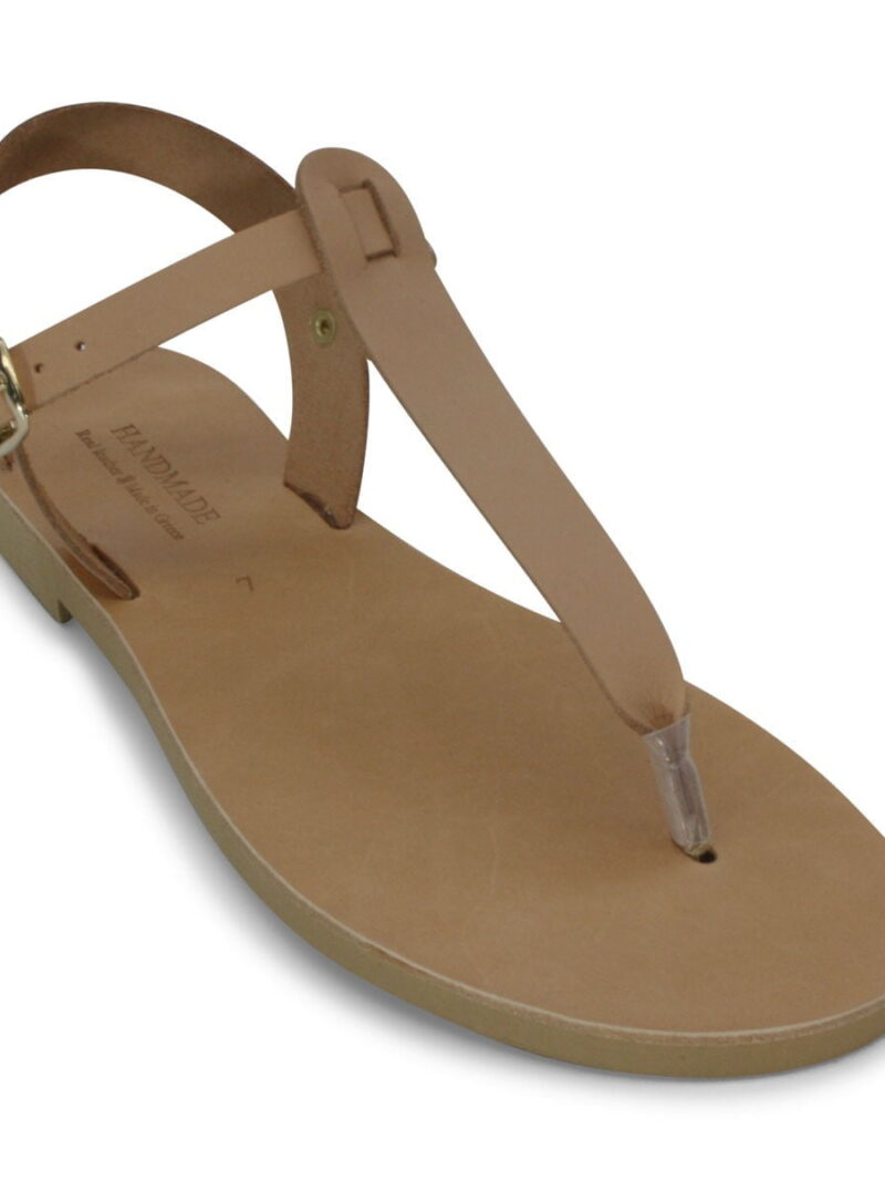 Beige Flat Sandal with Ankle Strap and Toe Thong for Summer Wear