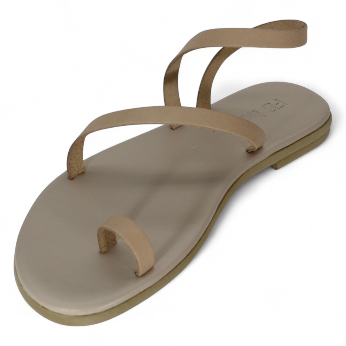 Beige Minimalist Flat Sandal with Thin Straps and Open Toe Design